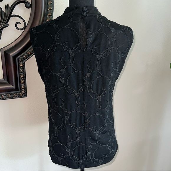 Caron Components Women’s Black Beaded Vintage Sleeveless Mock Turtleneck Top L - Picture 12 of 14